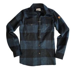 Fjallraven Canada Shirt Women XS Navy Black Plaid Wool Blend Flannel Button Up